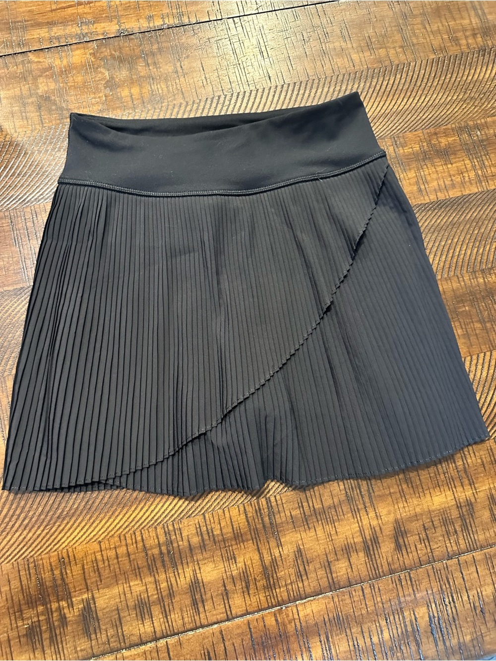 Black Pleated Wrap-Front Women's Skirt